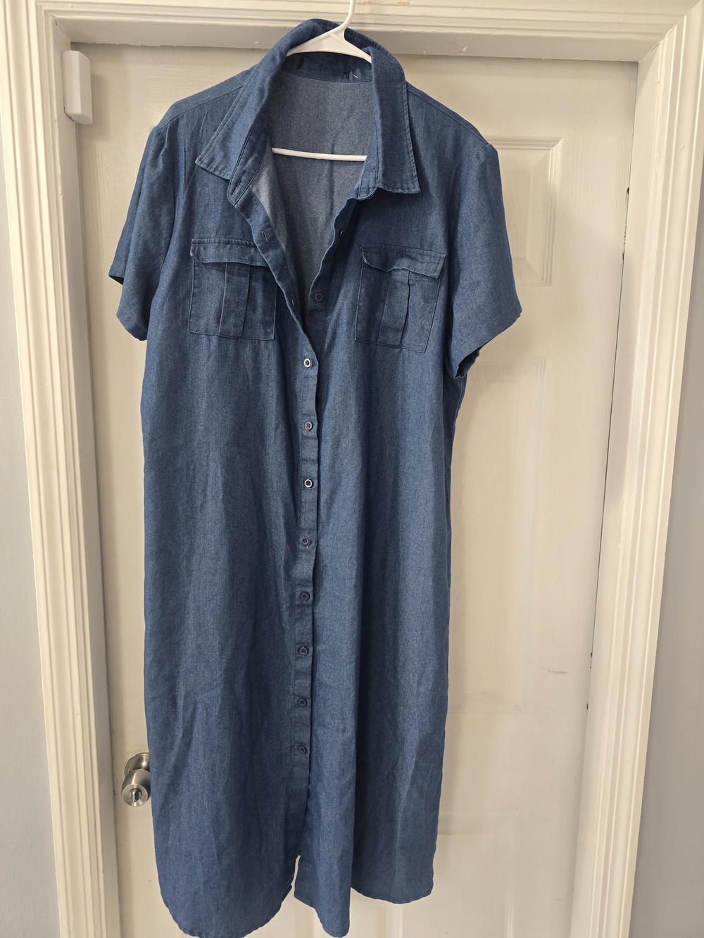 Denim Button-Front Shirt Dress - Blue